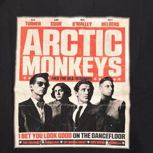 Gildan Black Arctic Monkeys Graphic Tee with Red White Print